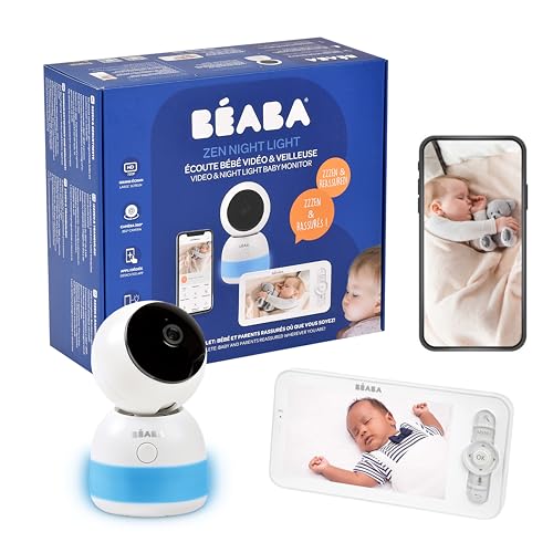 Béaba, Babyphone Écoute Bébé Vidéo, Écran HD 720P, Caméra 360°, Vision Nocturne, Appli Mobile, Veilleuse Multicolore, Talkie Walkie, Berceuses,...