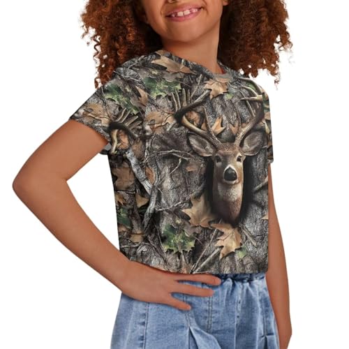Image of Kids Crop Top Short Sleeve T-Shirts for Girls Size 5-14