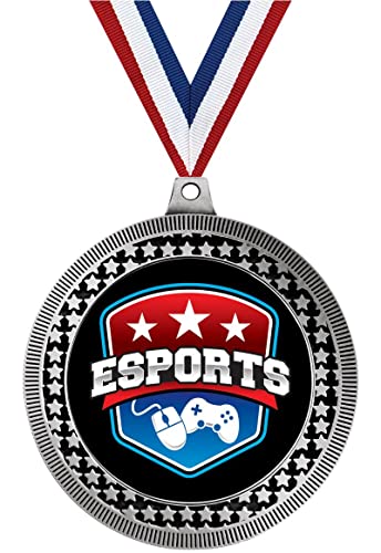 Crown Awards 2.75" Esports Medal Award, Silver Vega Esports Team Trophy Award Includes Free Neck Ribbon Prime