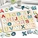 Zeoddler Alphabet Puzzles, ABC Preschool Learning Toys, Wooden Toys for Toddlers, Alphabet Shape Puzzles for Kids, Gift for Girls Boys