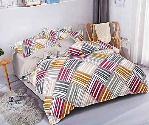 Soft Glace Cotton King Size Duvet Cover/Razai Cover II Quilt Cover for Double Bed Size with Zipper (Dohars) 90x100 inch- Multicolor-picture-23