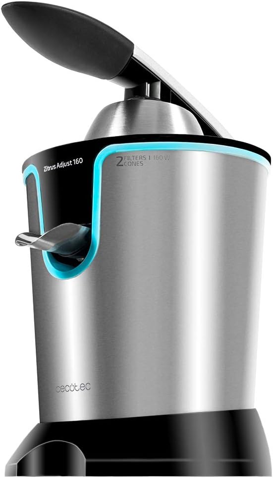 Pulp 160 W of Power. Includes Filter Regulator Adjustable Arm for Electric Citrus Juicer, Stainless Steel Filter and Two Detachable Cones. Zitrus Adjust 160 (Black) (Black)