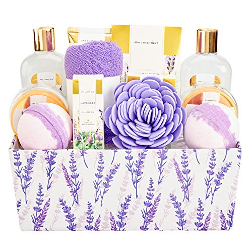 Spa Luxetique Spa Gift Basket, Lavender Bath Sets for Women, Luxury 12 Pcs
