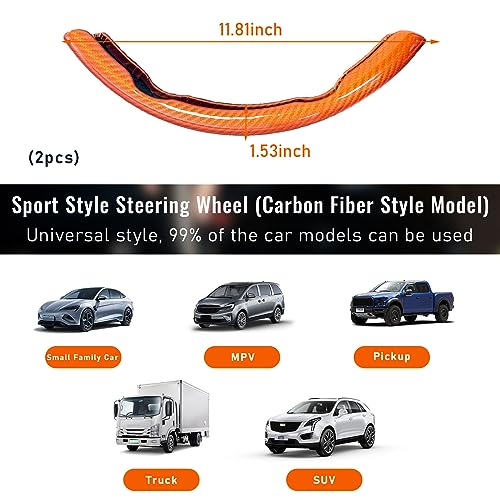 Ziciner Steering Wheel Cover, Car Carbon Fiber Steering Wheel Cover, Anti-Slip Car Wheel Cover Protector for Man and Women, Auto Interior Accessories Universal Fit Most of Cars (Normal, Orange) - Image 3