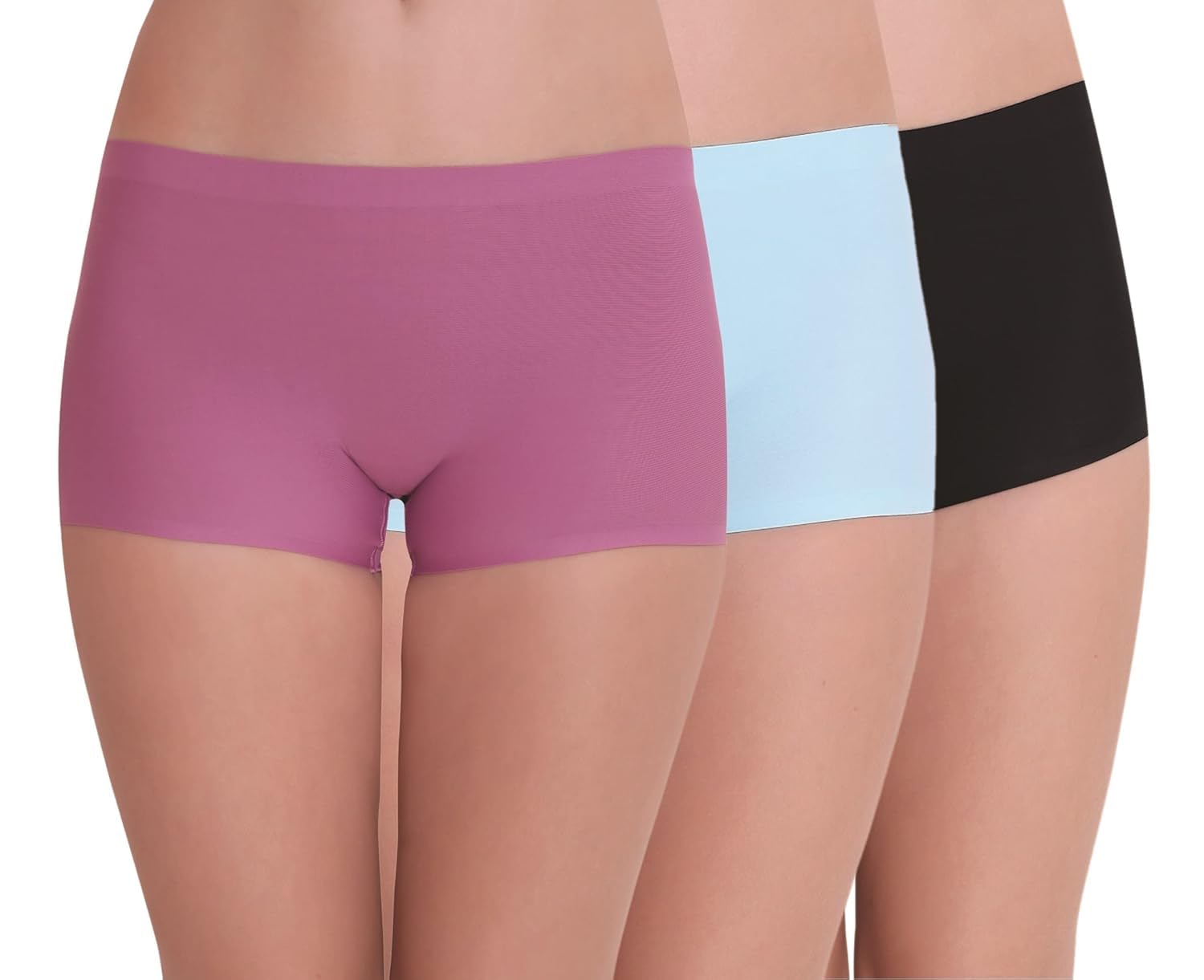 clyboat Women's Ice Silk Seamless Boyshort Panty (Multicolors | Free Size - Perfect for 28 to 34) (Pack of 3 Panty)-picture-51