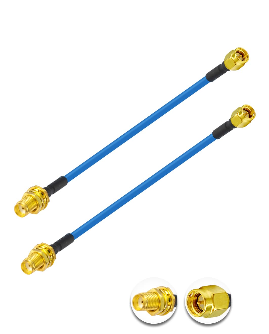 Vecys 2PCS SMA Męski do żeński RF Kabel Koncentryczny 50 Ohm 6"/15CM RG402 SMA RF Koncentryczny Pigtail Kabel