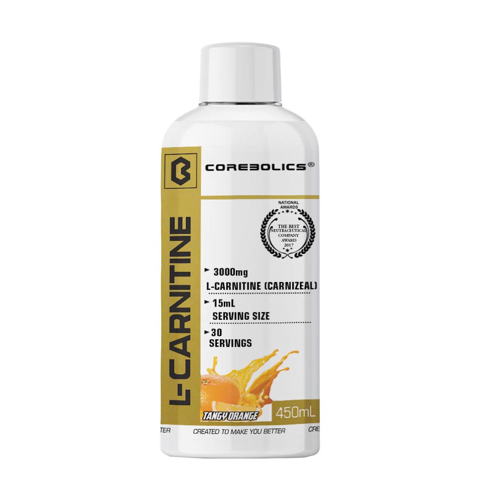 Corebolics L-Carnitine Liquid I 450ml I 30 Servings I Tangy Orange Flavour I Converts Fat To Fuel I Supports Healthy Metabolism I 3000mg L-Carnitine I Gluten Free I Stimulant Free