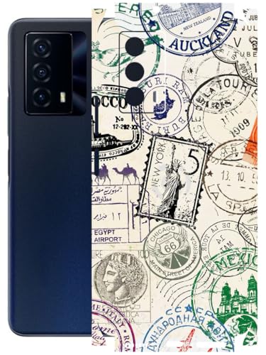 Image of AtOdds - Full Body Back Screen Guard Protector Film - Lamination Wrap Skin Sticker Compatible with IQOO Z5 | Scratchproof Matte Finish (Stamps)