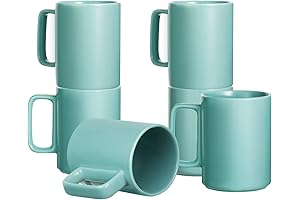 Teal Porcelain Breakfast Mug Set, 15-Ounce Turquoise Coffee Mugs