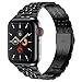 iiteeology Compatible with Apple Watch Bands 46mm/49mm/45mm/44mm, Luxury Stainless Steel Link Bracelet for Apple Watch Ultra 3/Ultra 2/Series 1-11 - 7 Beads, Black