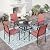 SUNSHINE VALLEY 5 Piece Patio Dining Set for 4, 37”x37” Square Table with Umbrella Hole, 4 Metal Red Chairs, Outdoor Table and Chairs Set for Lawn Backyard and Deck