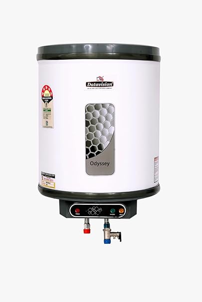 Datavision Odyssey 15L Vertical Storage Water Heater (Geyser 15 Litres) ISI Marked & BEE Approved 5 Star Rating Water Heater Stainless Steel Tank(White), 2 Year Warranty