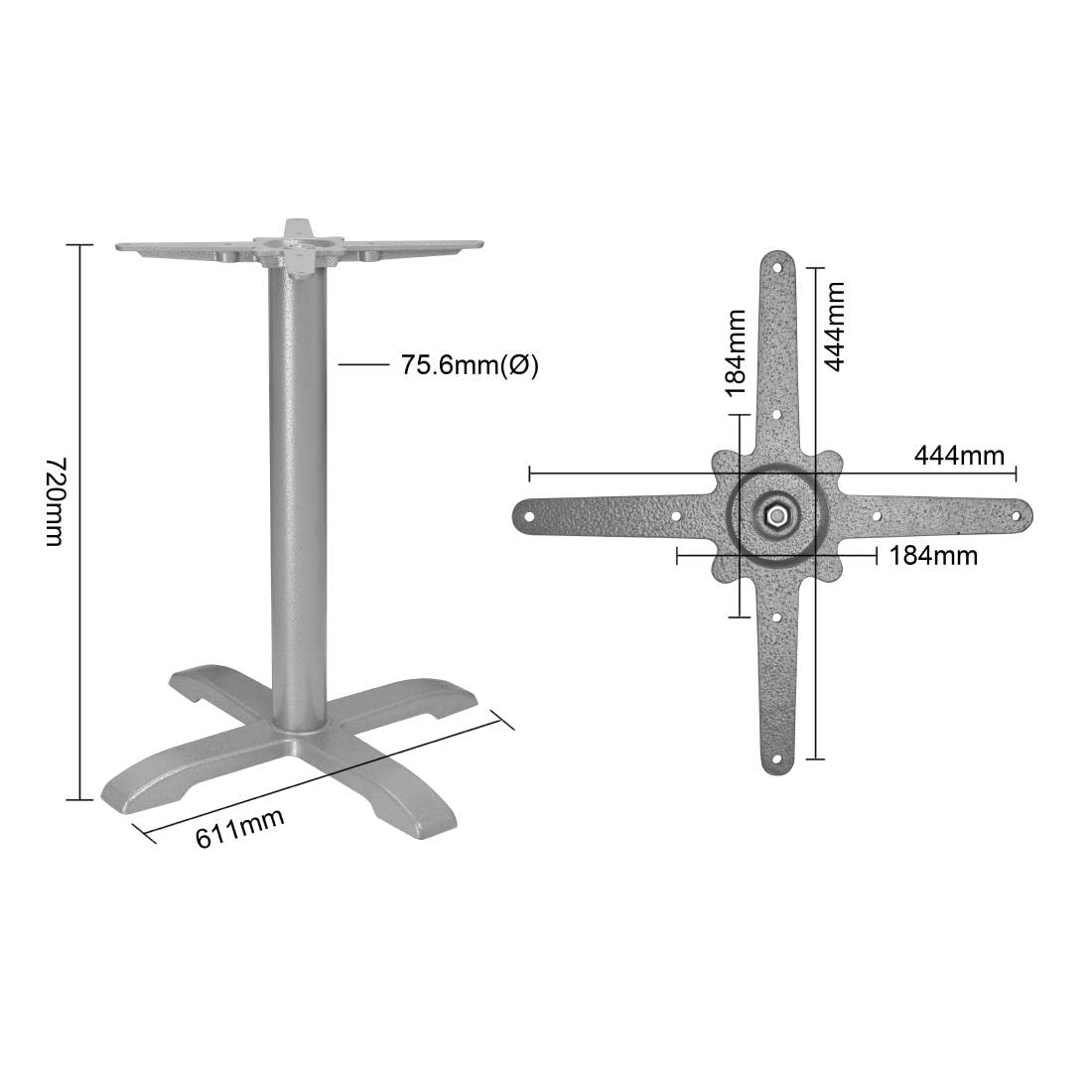 Bolero Base da tavolo in ghisa per esterni/interni - grigio