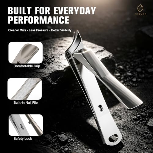 Image of FERYES Ingrown Toenail Clippers - Curved Slanted Blade Design for Nail Care