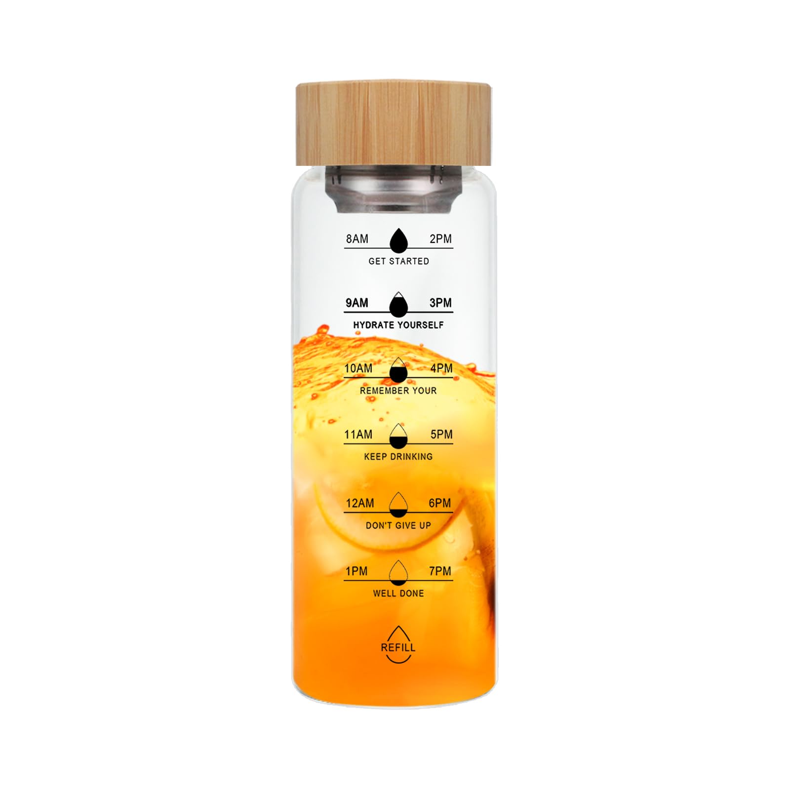 25oz Glass Water Bottle, Leak-Proof, with Stainless Steel Tea Infuser, BPA-Free, Suitable for Office, Car, Gym, and Travel, Reusable, for Hot and Cold Beverages (Circular-25oz)