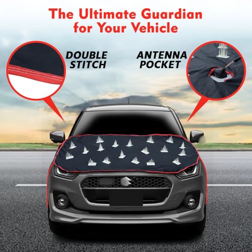 Image of Waterproof Spike Car Cover Compatible with Toyota Hyryder | Bonnet Protection, Easy Installation with 4 Anti-Scratch Hooks & Elastic Strap | Complete Protection from Street Dogs & Monkeys