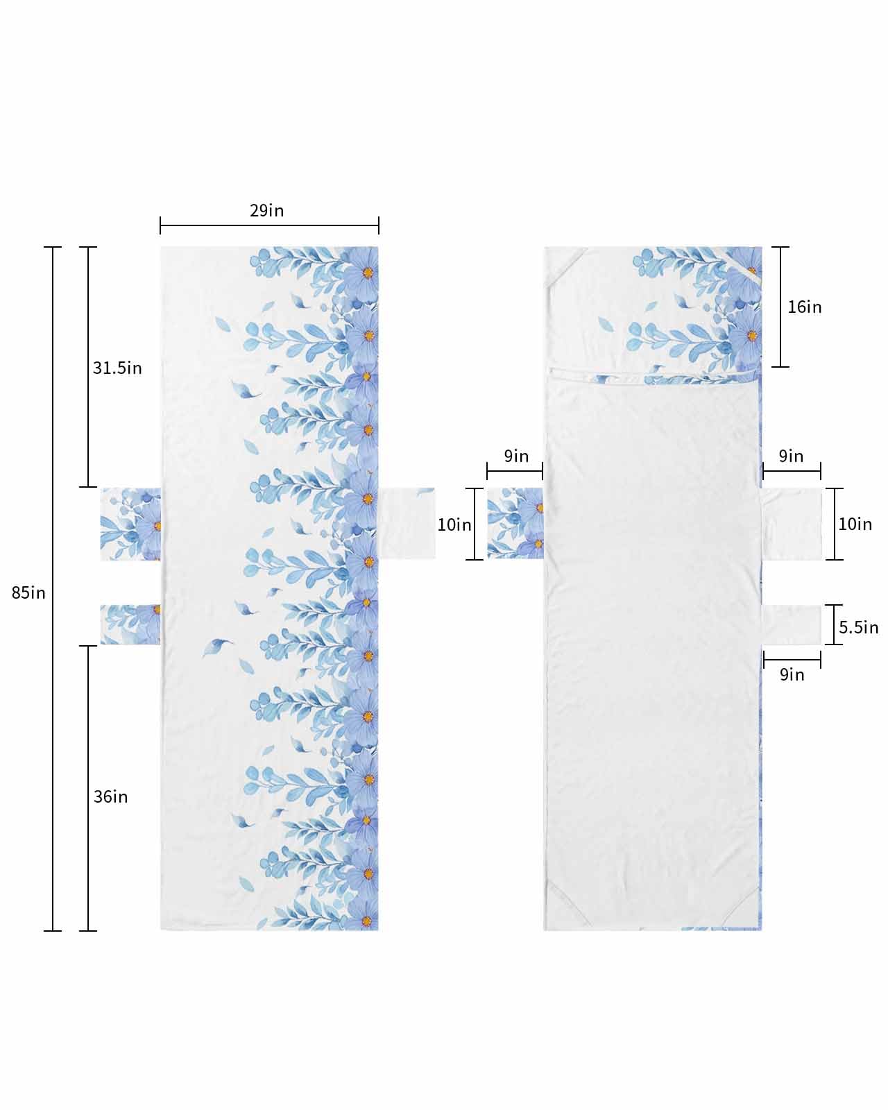 Blue Spring Floral Beach Lounge Chair Towel Cover, Soft Chaise Lounge Towel with Side Pockets Patio Pool Chairs Cover for Beach/Pool Sunbathing 29x85 Weeping Watercolor Summer Botanical