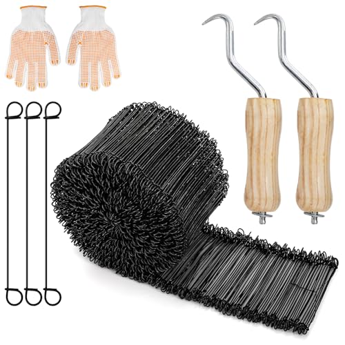 Mezchi 1000Pcs Double Loop 6 Inch Wire Rebar Ties 16 Gauge Cable Rebar Ties with Wire Tie Twister Tools and Gloves for Securing Reinforcing Steel Bars
