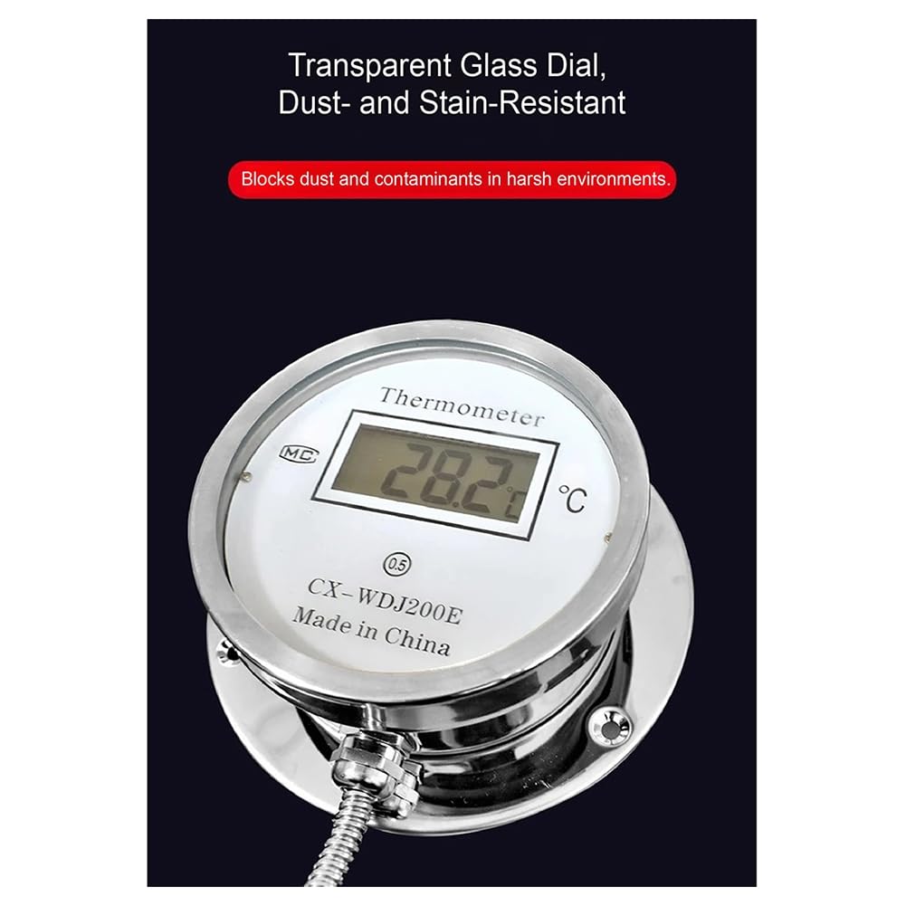 Termómetro de Acero Inoxidable con Pantalla Digital, Termómetro de Sonda Impermeable para Cocinar, Industrial
