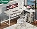 AODK 53 Inch L Shaped Computer Desk with Drawers, Corner Desk with Power Outlets & Reversible Storage Shelves, Movable CPU Stand for Home Office Gaming, White
