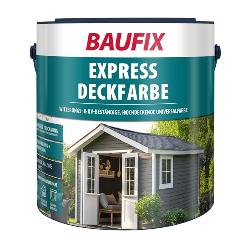BAUFIX Express Deckfarbe saphirblau, matt, 2.5 Liter, Wetterschutzfarbe, Holzfarbe, langlebig, geeignet für Holz/Putz/Mauerwerk/Möbel/Zäune