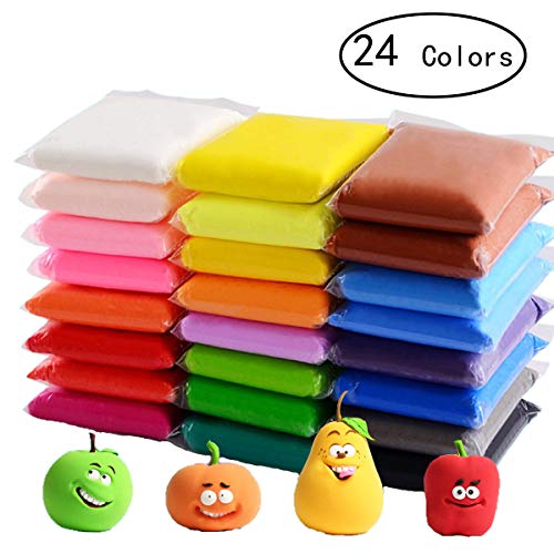 24 Colors Air Dry Clay，DIY Creative Modeling Clay，Light DIY Clay with Tools