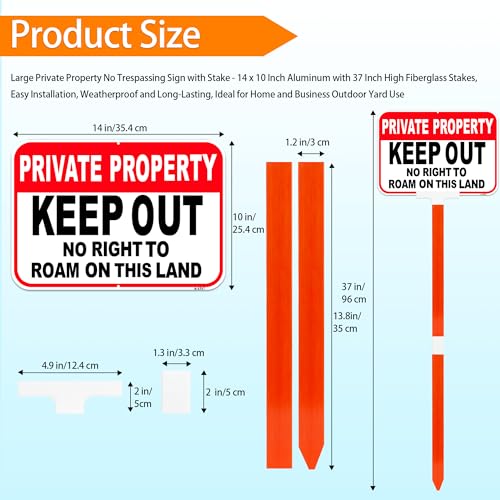 Large-Private-Property-Sign-with-Stake-Keep-Out-Signs-No-Right-to-Roam-14×10-Heavy-Duty-Aluminum-Metal-Sign-with-Easy-Install-37-Inch-Fiberglass-Pole-Kit-High-Visibility-No-Trespassing-Marker-for-Home Large Private Property Sign with Stake Keep Out Signs No Right to Roam 14×10 Heavy Duty Aluminum Metal Sign with Easy Install 37 Inch Fiberglass Pole Kit High Visibility No Trespassing Marker for Home