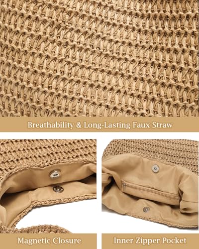Bolso tote grande tejido para mujer miniatura 6