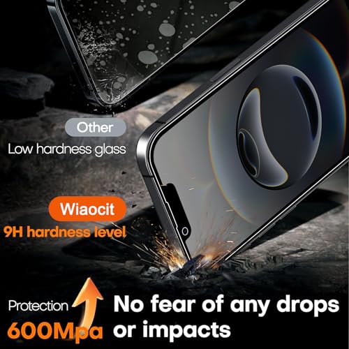 Image of Wiaocit 3 Pack Tempered Glass Privacy Screen Protector for iPhone 16e /iPhone 17e with 3 Pack Camera Lens Protector, 9H Hardness, Bubble Free, Case Friendly