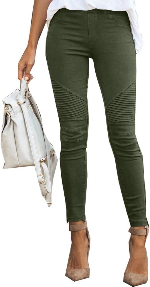 Leggings Femme Taille Haute Slim Fit - Élastique Stretch Confort - Couleur Unie - Printemps Été