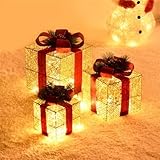 クリスマスギフトボックスライト 3個セット クリスマスデコレーション クリスマス装飾品 クリスマスLEDイルミネーション クリスマスツリー 飾り セット LEDライト クリスマスツリー 飾り 装飾 写真小道具 15.5/20.5/25.5cm 屋内屋外