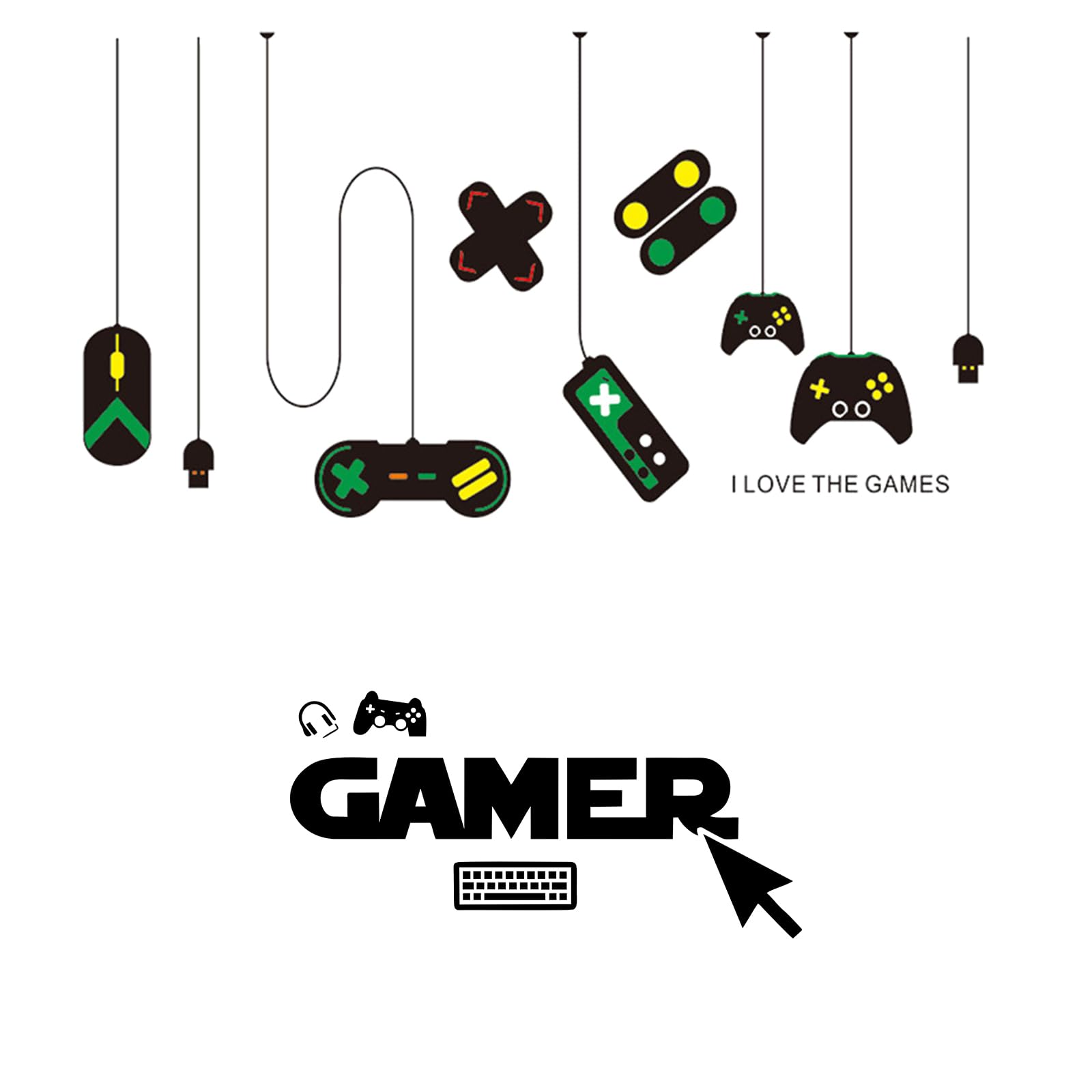 Naklejki ścienne na kontroler gier, 2 sztuki "Gamer Eat Sleep Game", "zrób to sam" naklejka na ścianę do pokoju męskiego i pokoju zabaw, odklejana, spersonalizowana dekoracja do gier (4)