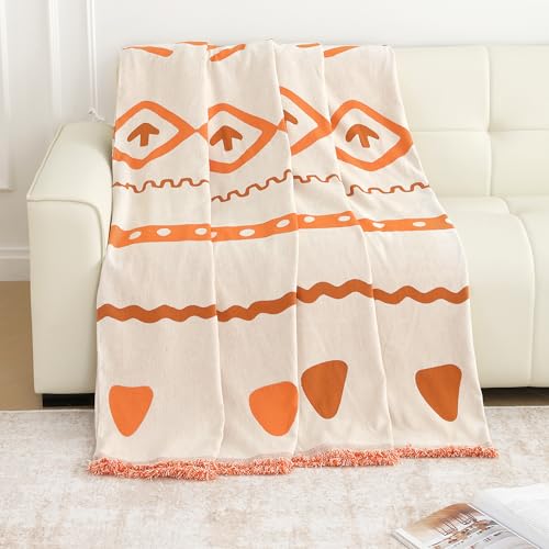 Image of Story@Home Premium Chenille Sofa Cover 3 Seater Wooden Sofa Cover | Anti Slip Sofa Mat 3 Seater 180x180cm for Complete Protection | Make Your Own Sofa Mat Set - Off White & Orange