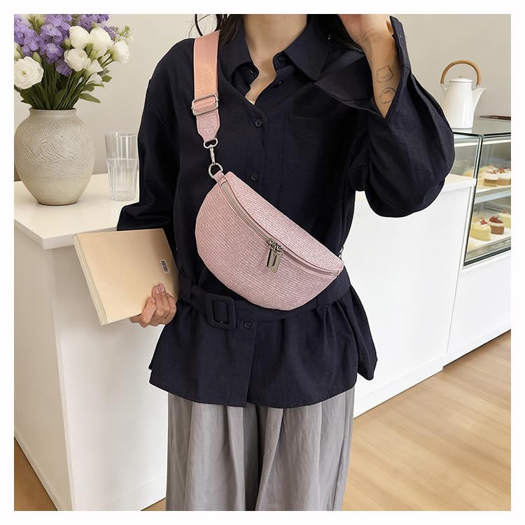 Image of Leather Chest Bag for Women, Crossbody Belt Bag Fanny Pack Purse Fashionable Waist Bags Handbag for Everyday Use Trip Walking Hiking