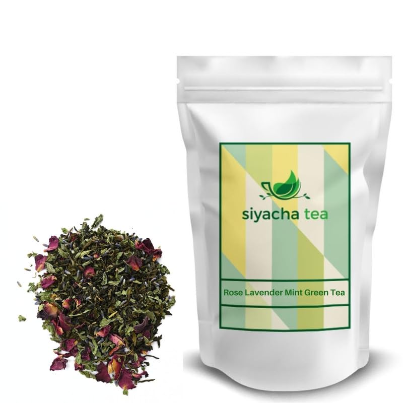 Image of Siyacha Tea Lavender Rose Mint Green Tea , Loose Leaf Beverage , Immunity Boosting Blend , For - Skin Glow , Natural Beauty Enhancer Herbal Detox Premium Chai Patti , Stress Relieving & Relaxing , 1 KG Pouch
