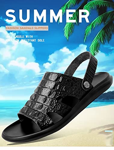 Leather Sandals Men Cowhide Slippers Anti-skid Beach Shoes Black Sandals Sneakers4