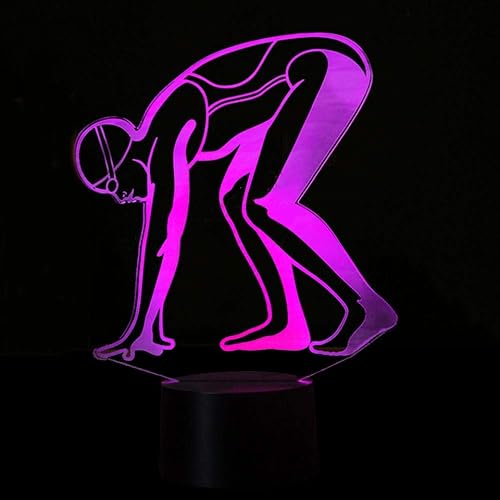 Jinnwell Lámpara de noche de natación 3D, lámpara de luz LED de 7 colores cambiantes, interruptor táctil, lámpara de decoración de mesa, regalo de