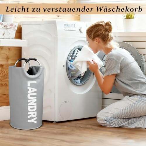 Laundry Baskets, składany worek na pranie, 115 l, z uchwytem, worek na pranie z tkaniny Oxford, przenośny, duży, składany kosz, do mieszkania, mieszkania i przyczepy kempingowej