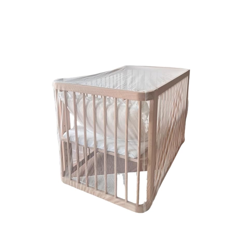 Prevent Babies from Crawling Out, encrypted Mosquito net for Baby Crib, Elastic Baby Crib net, Durable and Breathable mesh Cover to Prevent Falls and Mosquito Bites, White