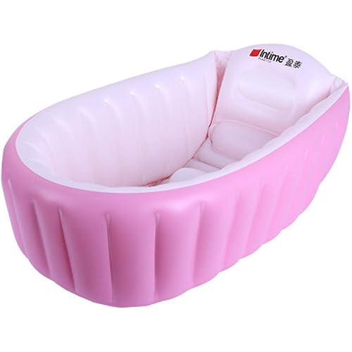 Inflatable Baby Bathtub, Kid Infant Toddler Infant Newborn Inflatable Foldable Shower Pool (Pink)