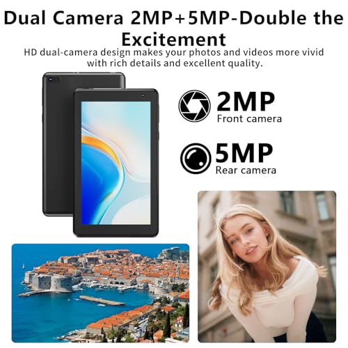 Image of IWEGGO Android 14 Tablet with Case, 7 Inch 8GB RAM+32GB ROM / 1TB Expandable Computer, 5MP Camera Tablets, 1.6Ghz Quad-core Processor, 3000mAH Battery Tablet PC, 5G WiFi, Games 7'' Android Laptop Black