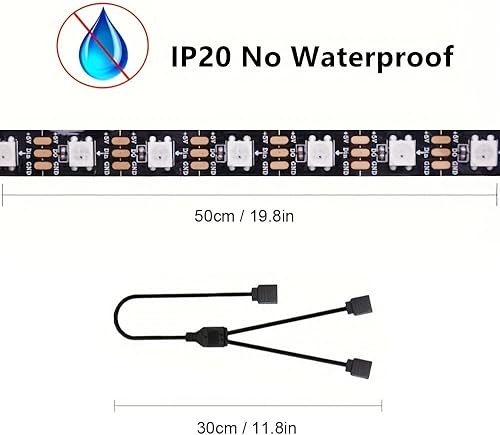 Miniatura 5 de Tira de luz RGB para carcasa de PC, 3 x 19.7 pulgadas, 90 LED, tira LED direccionable para placa base, 5 V, 3 pines, funda de juegos, iluminación de