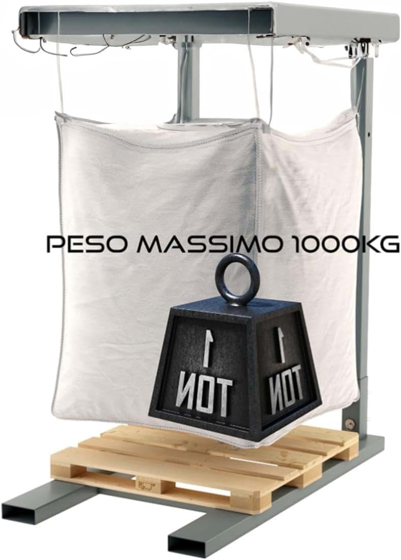 SIMPLETEK - Sacco Big Bag in Polipropilene 1000kg Portata | 90x90x120 cm | Chiusura a Caramella | Per rifiuti (Ricondizionato)