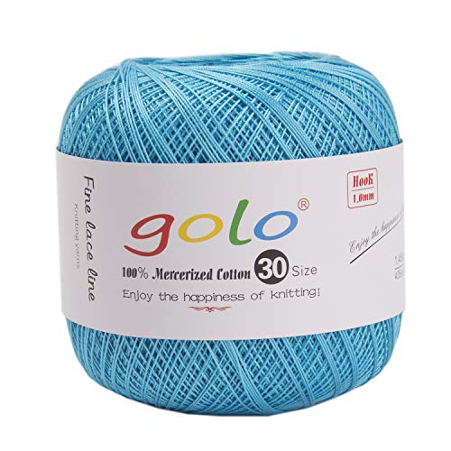 Image of golo Crochet Thread Size 30 Yarn for Hand Knitting Lake Blue Yarn 3846