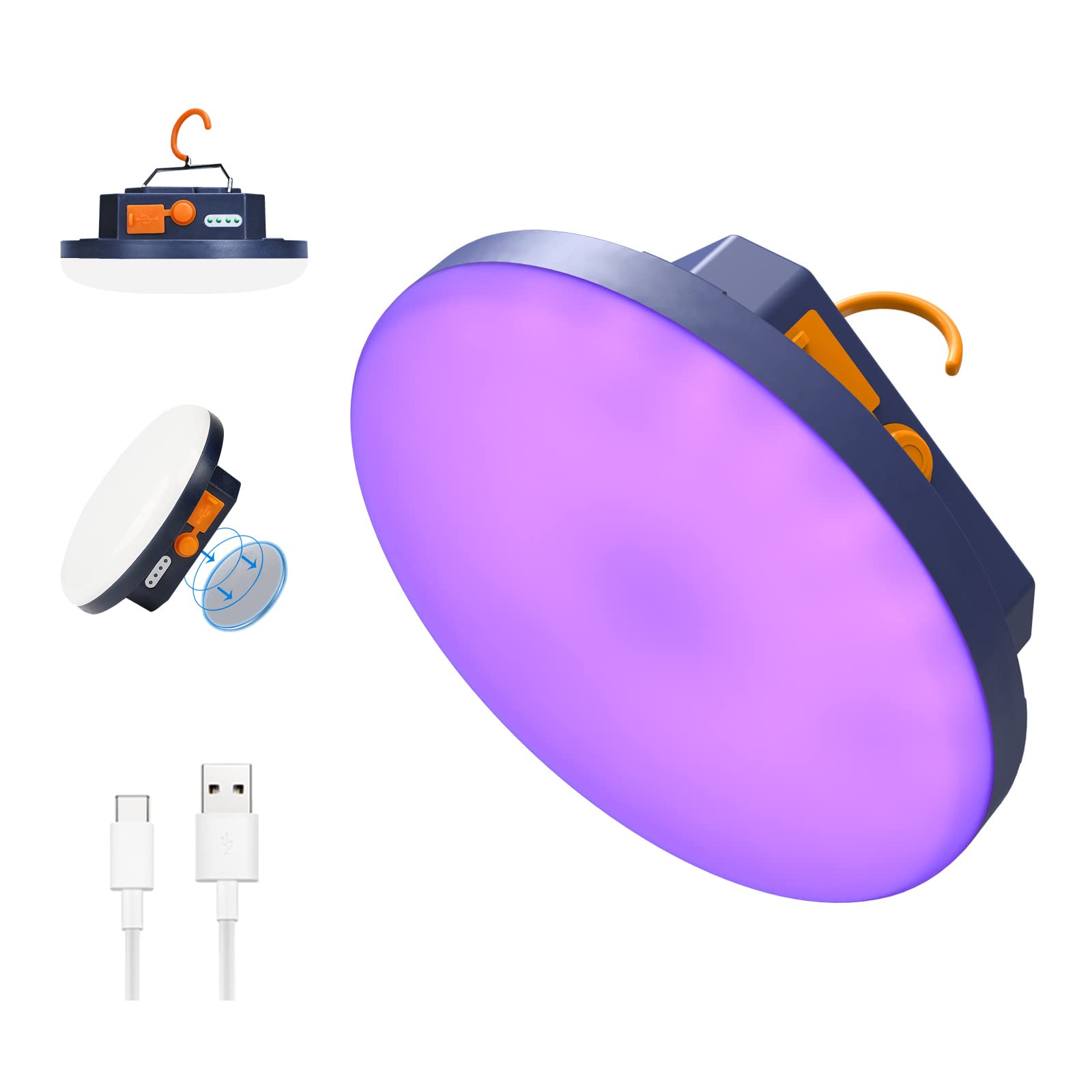 96 LED 395nm UV / 6500K Flashlight Camping Blacklight , 10000mAh Rechargeable, 3000 Lumens, Glow Lights for Party , Bedroom, Fluorescent Poster , Dog/Cat Urine , Bed Bug ,Halloween Black Light (UV)