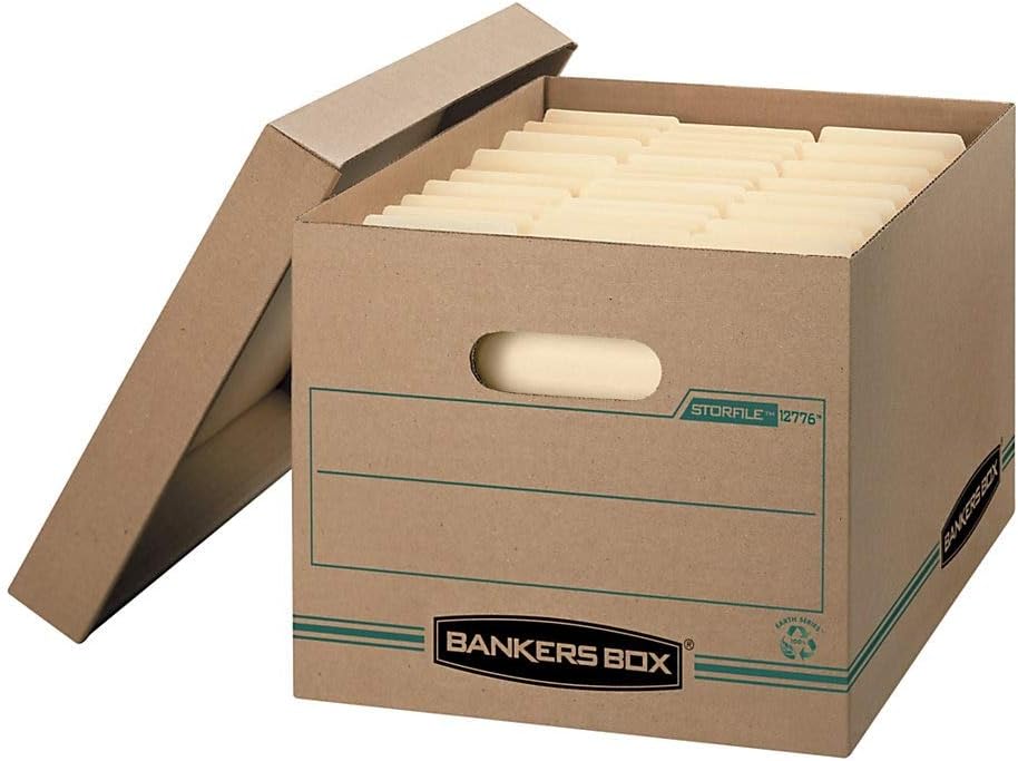Bankers Box Stor/File Basic-Duty Storage Boxes, Letter/Legal Files, 12.5 X 16.25 X 10.5, Kraft/Green, 12/Carton