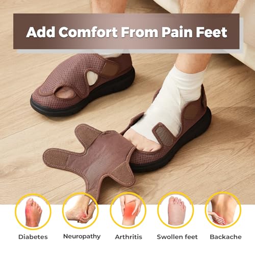 FitVille Diabetic Sandals for Men Extra Wide Diabetic Shoes for Swollen Feet Walking Sandals for Elderly Foot Pain Relief for Plantar Fasciitis3