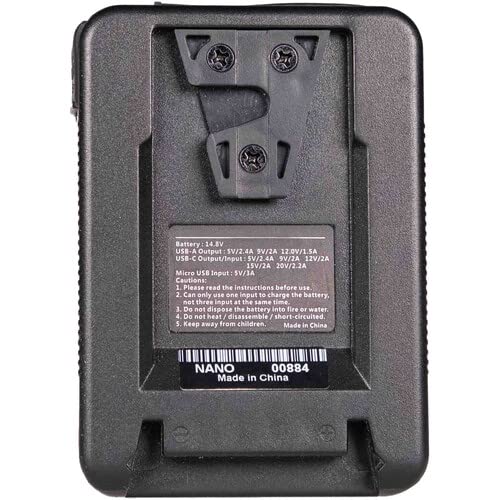 Image of FXLION Nano Three V Mount /V-Lock Battery (14.8V / 150Wh) with D-TAP,USB-C,USB-A, Micro USB Plugs, 773g Mini Power Bank for Cameras, Camcorders, Large LED Lights, Monitors, MacBook and Smartphone
