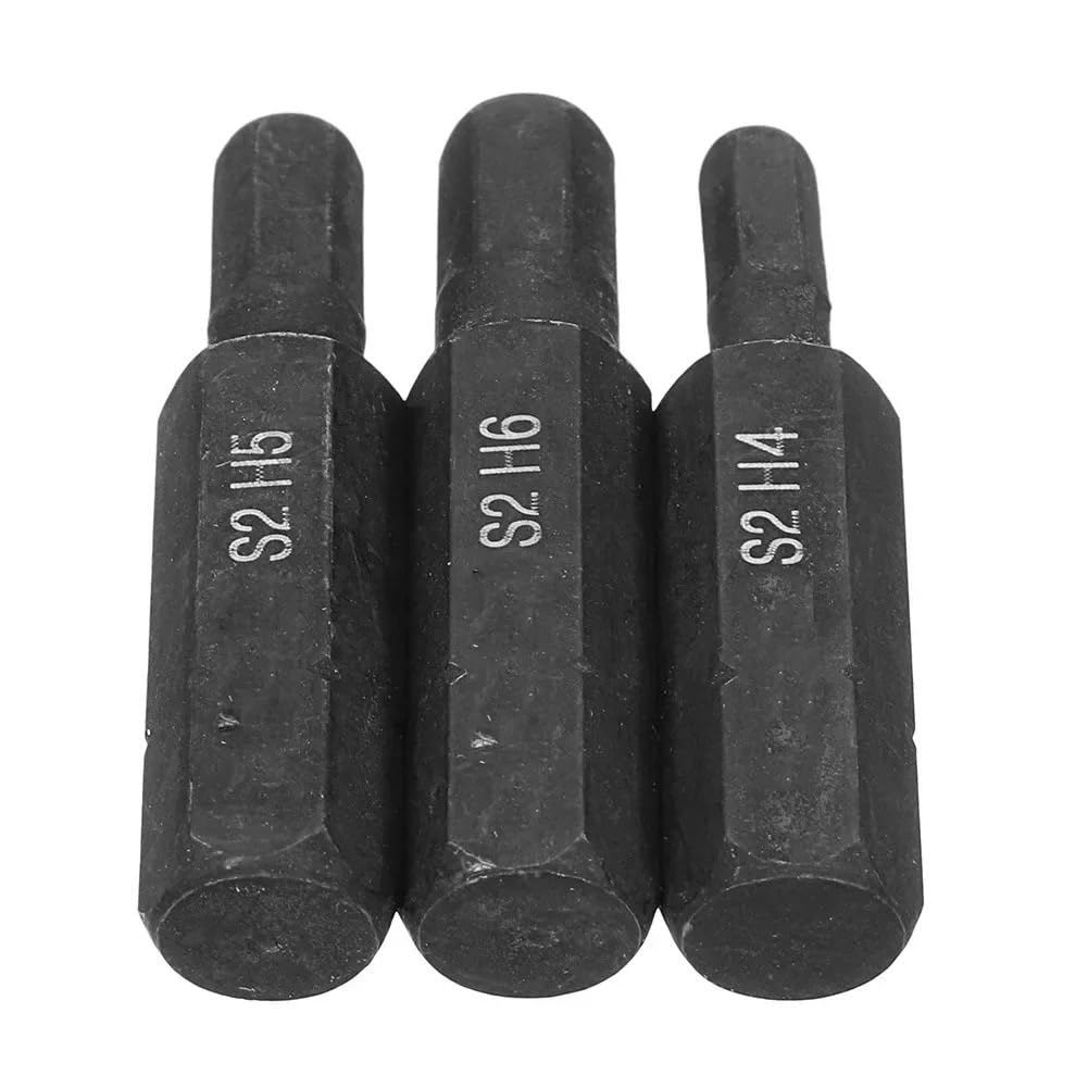 Eretyret One Color 3Pcs Hexagon Driver Set Screwdriver Bits 8Mm Hex Shank 36Mm Hand Tools H4 H5 H6 Pneumatic, Etc Easy To Carry