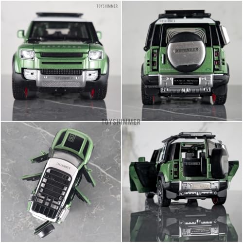 Image of LRover Defender Die-Cast Toy Car 1:32 Scale, Alloy Body, 16cm, Pull Back Action, Openable Doors and Hood (Green Color as in Image)